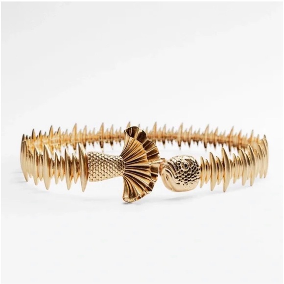Zara Accessories - Zara Gold-Tone Fish Motif Stretchy Belt